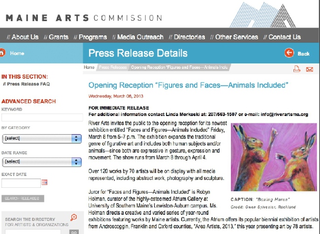 Gwen Sylvester art in
              the news