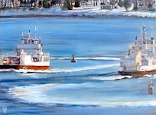 Painting of Ferries by
                    Gwen Sylvester